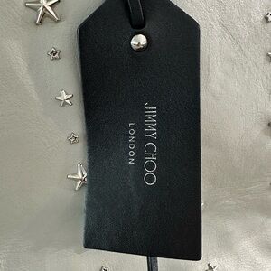 Jimmy Choo Black and grey Leather Tag with Silver star Detail